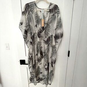 Kona Sol Swim Coverup Palm Tree Print Size M